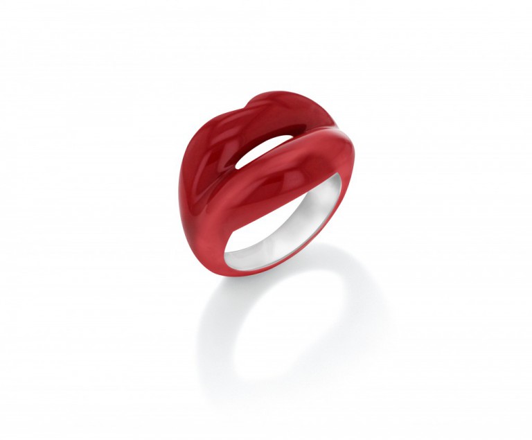 Bague hotlips rouge classique