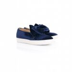 Mini Archibald slip ons navy velours bleu marine