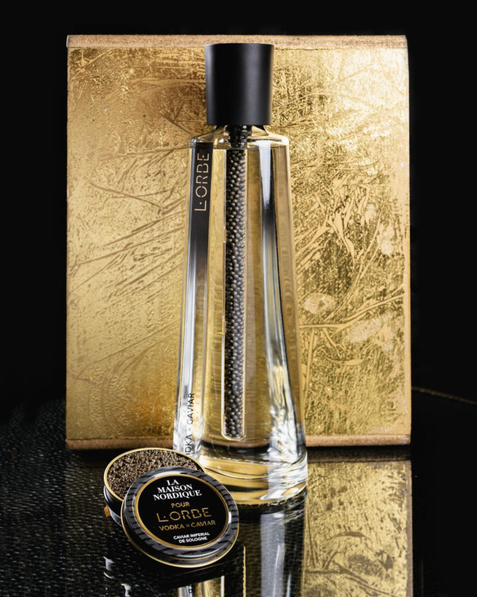 La bouteille L’Orbe et La Maison Nordique, vodka infusée au caviar français